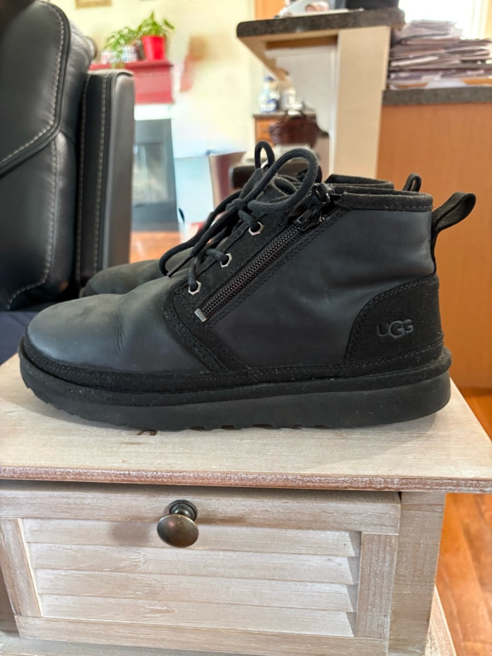 UGG Men's Black Chukka Boot with Side Zip and Laces